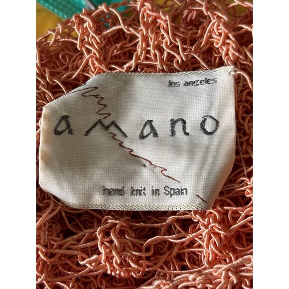 Amano‎ Hand Knit Open Weave Sweater Spain S Peach - Picture 5 of 5
